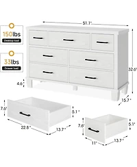 Gaomon Dresser for Bedroom with 7 Drawers, Wooden Storage Chest with Metal Handles, Modern Organizer Cabinet for Living Room, Closet, Entryway