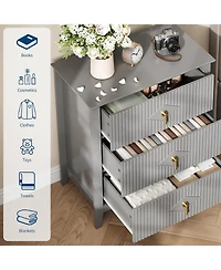 gaomon Fluted Dresser for Bedroom 27.5" Wide, 3-Drawer Wood Nightstand Bedroom, Modern Chest of Drawers