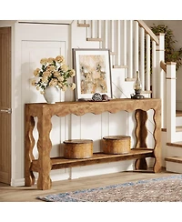 Tribesigns 63" Narrow Long Entryway Table, 2-Tier Modern Farmhouse Entry Table, Light Brown