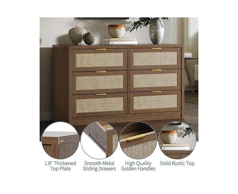 gaomon 53" Rattan Dresser for Bedroom