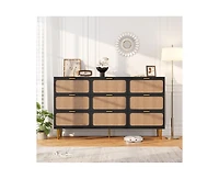 Gaomon Rattan 9 Drawer Dressers for Bedroom