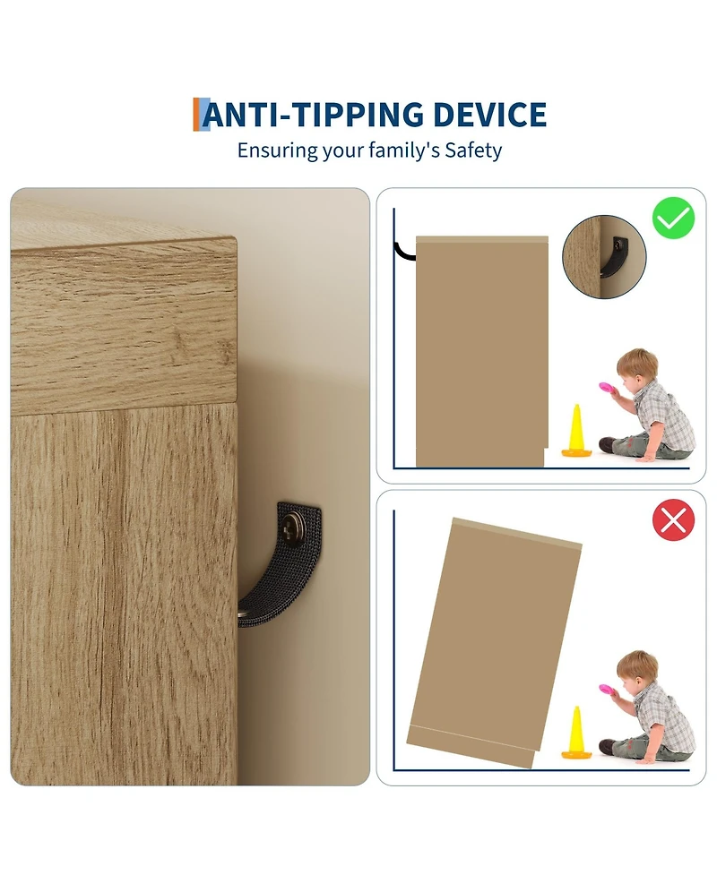 Gaomon Storage Cabinet with 4 Drawers and 2 Doors, Freestanding Wardrobe Hanging Rod