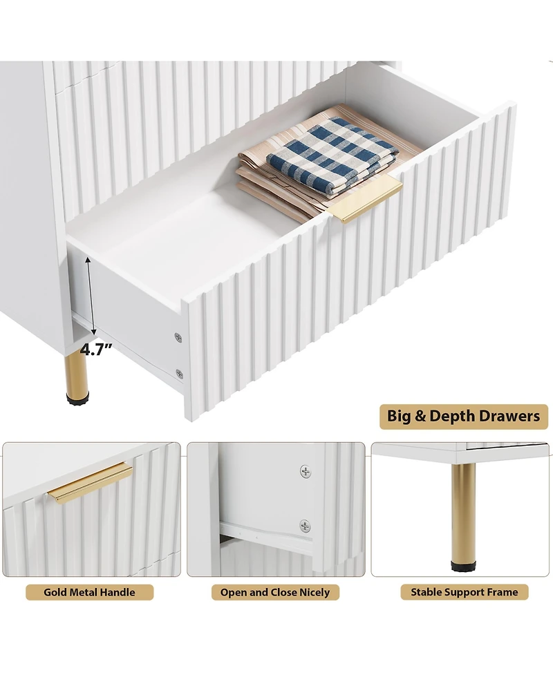 Gaomon Fluted Drawer Storage Dresser