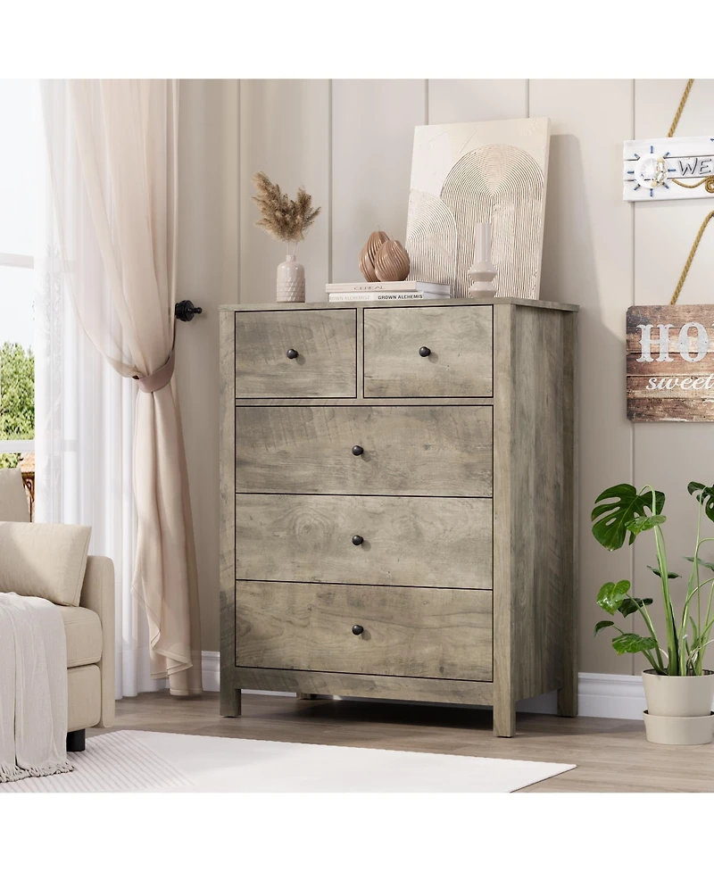 gaomon 5 Drawer Dresser for Bedroom, Modern Tall Organizer with Storage Drawers