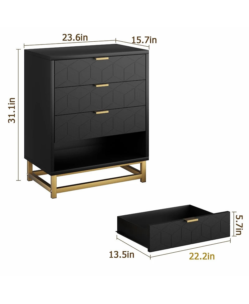 gaomon 4 Drawer Gold Metal Handles and Sturdy Mdf Construction Modern Dresser