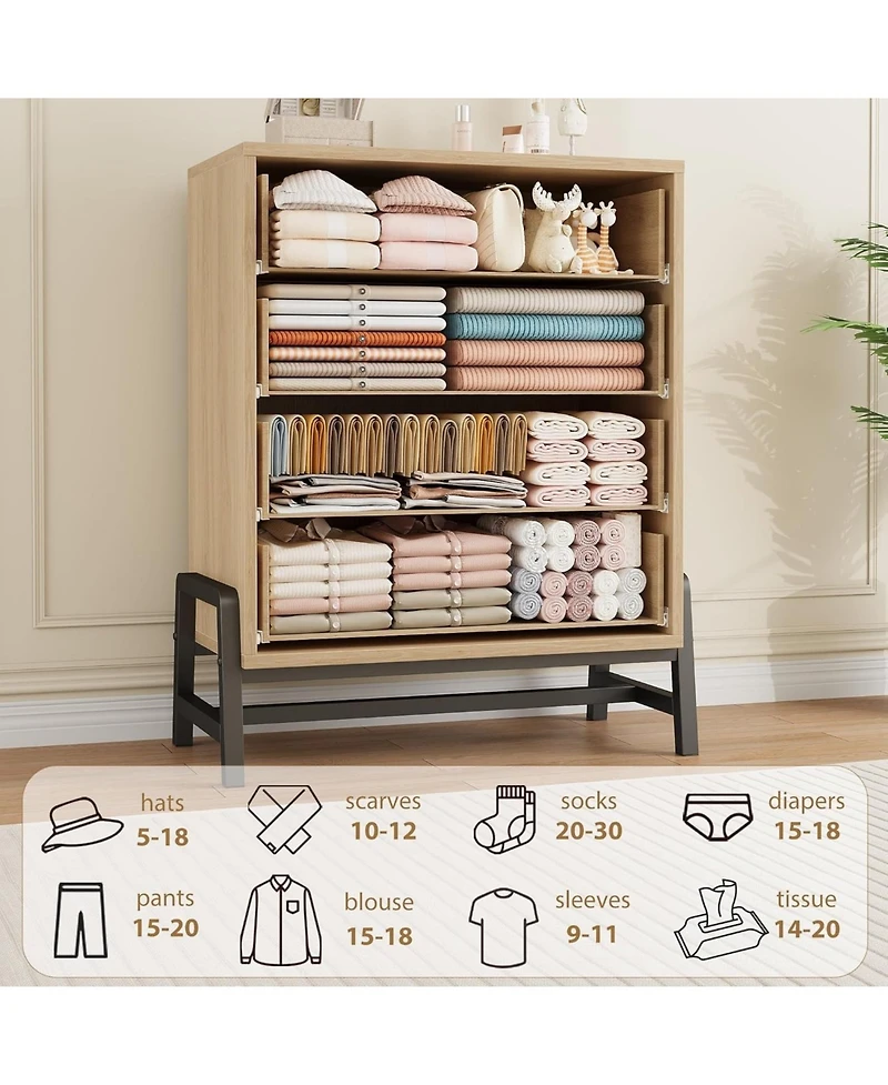 gaomon 38.6" Tall 4-Drawer Bedroom Dresser, Freestanding Wood Storage Cabinet for Entryway, Closet, or Living Room