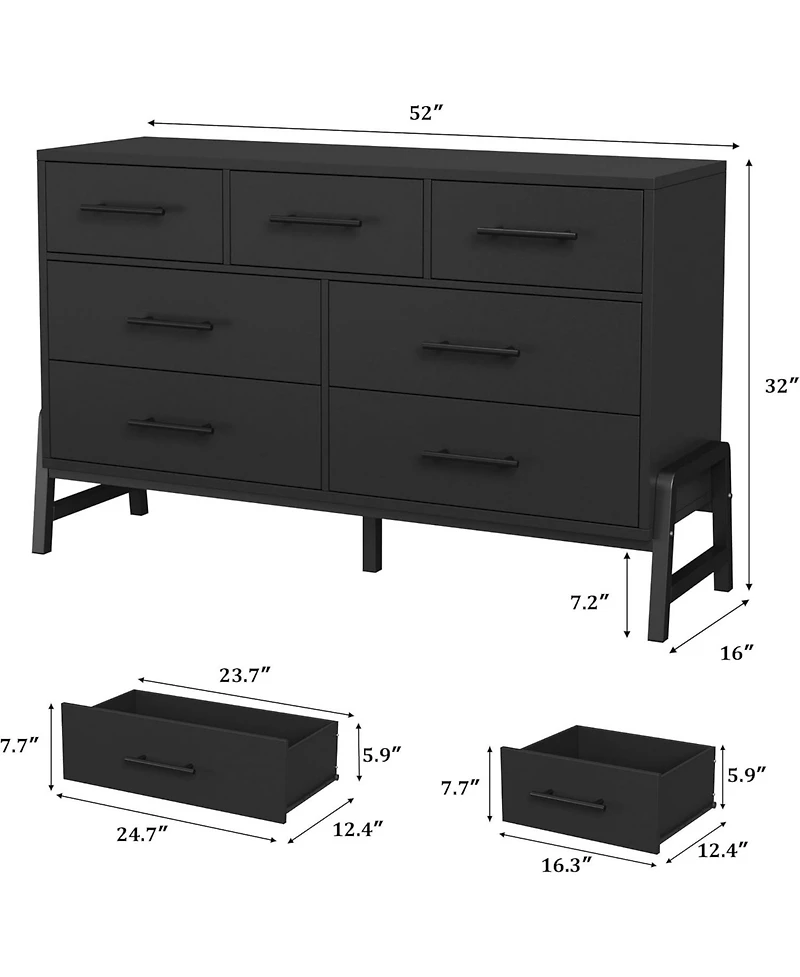 gaomon 52" Wide 7-Drawer Bedroom Dresser, Modern Storage Chest for Entryway, Bedroom, or Living Room