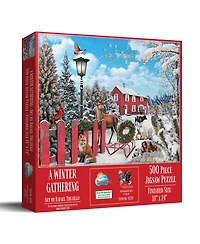 SunsOut A Winter Gathering 500 piece Jigsaw Puzzle for Adults Christmas