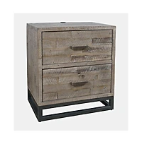 Jofran Modern Coastal 25" Distressed Solid Wood Nightstand with Usb Charging
