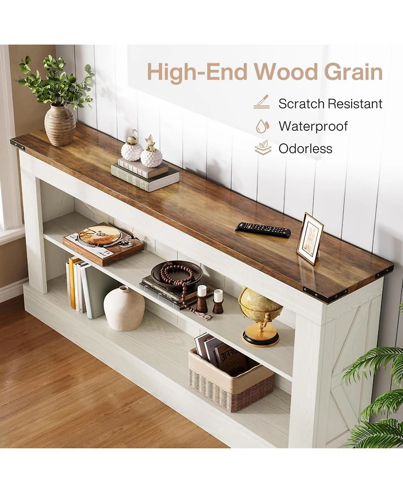 Tribesigns 63-Inch Long Console Table for Entryway, Narrow Farmhouse Sofa Table with Shelves