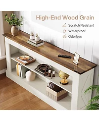 Tribesigns 63-Inch Long Console Table for Entryway, Narrow Farmhouse Sofa Table with Shelves