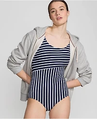 Lands' End Women's D-Cup Tugless One Piece Swimsuit Soft Cup Print