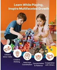 Mecale Magnetic Blocks, 100-Piece Dark Castle Magnetic Cube Building Set for Kids Ages 3