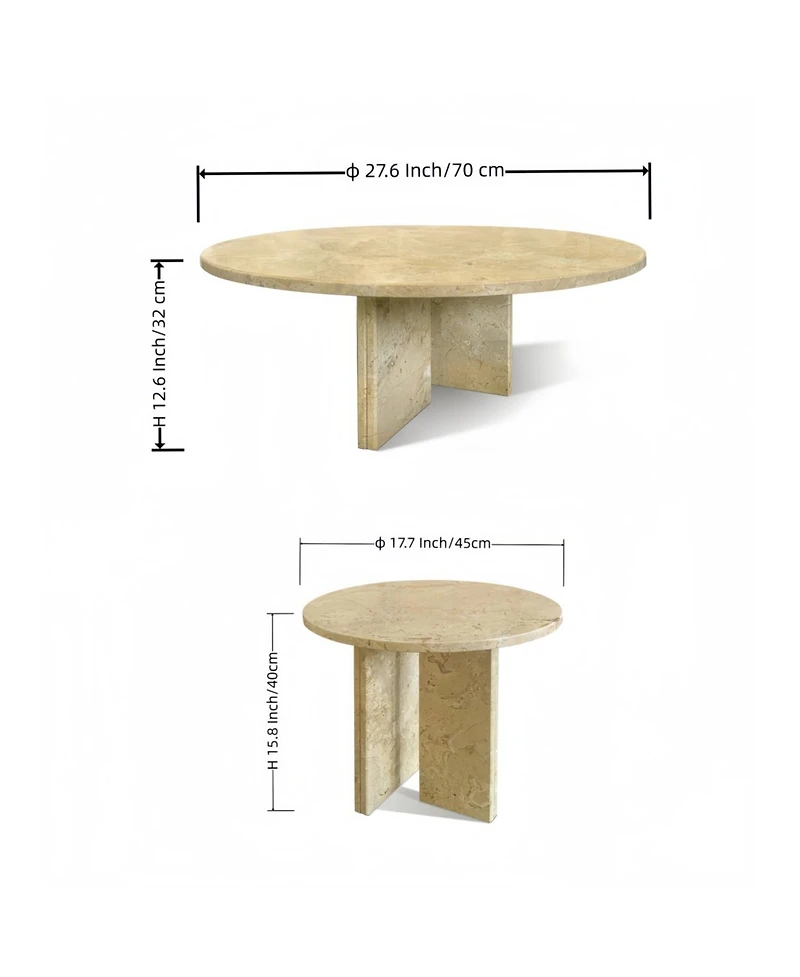 Streamdale Glod Yellow Beige Marble Coffee Table Set