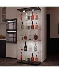 Streamdale Black Tempered Glass Display Cabinet with Lights & Locks