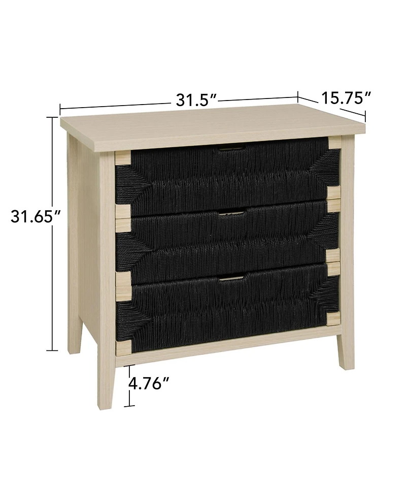 Streamdale Furniture Streamdale 3 Drawer Buffet Sideboard - Woven Rope Drawers
