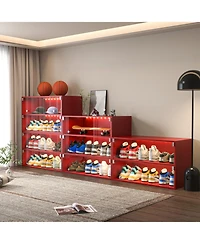 Streamdale Furniture Red Glass Door Shoe Box Shoe Storage Cabinet