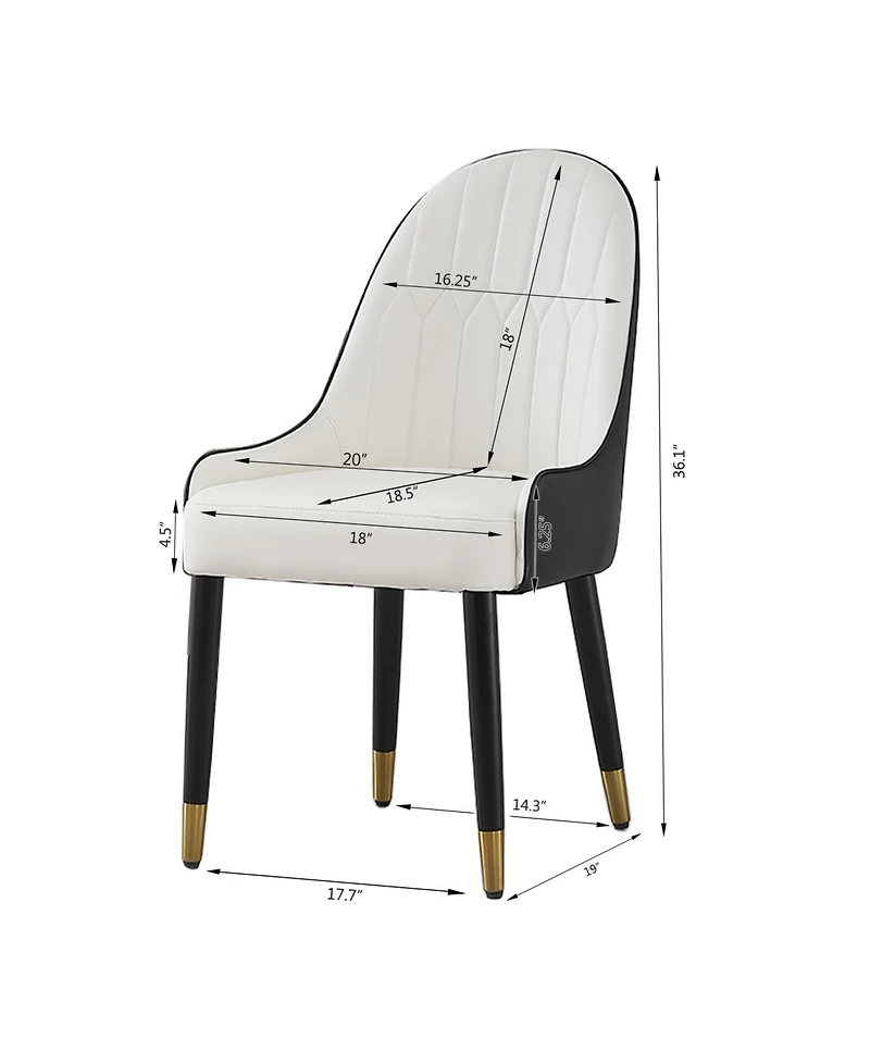 Streamdale Furniture Black Leather Desk Chair with Metal Legs (Set of 2