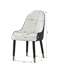 Streamdale Furniture Black Leather Desk Chair with Metal Legs (Set of 2