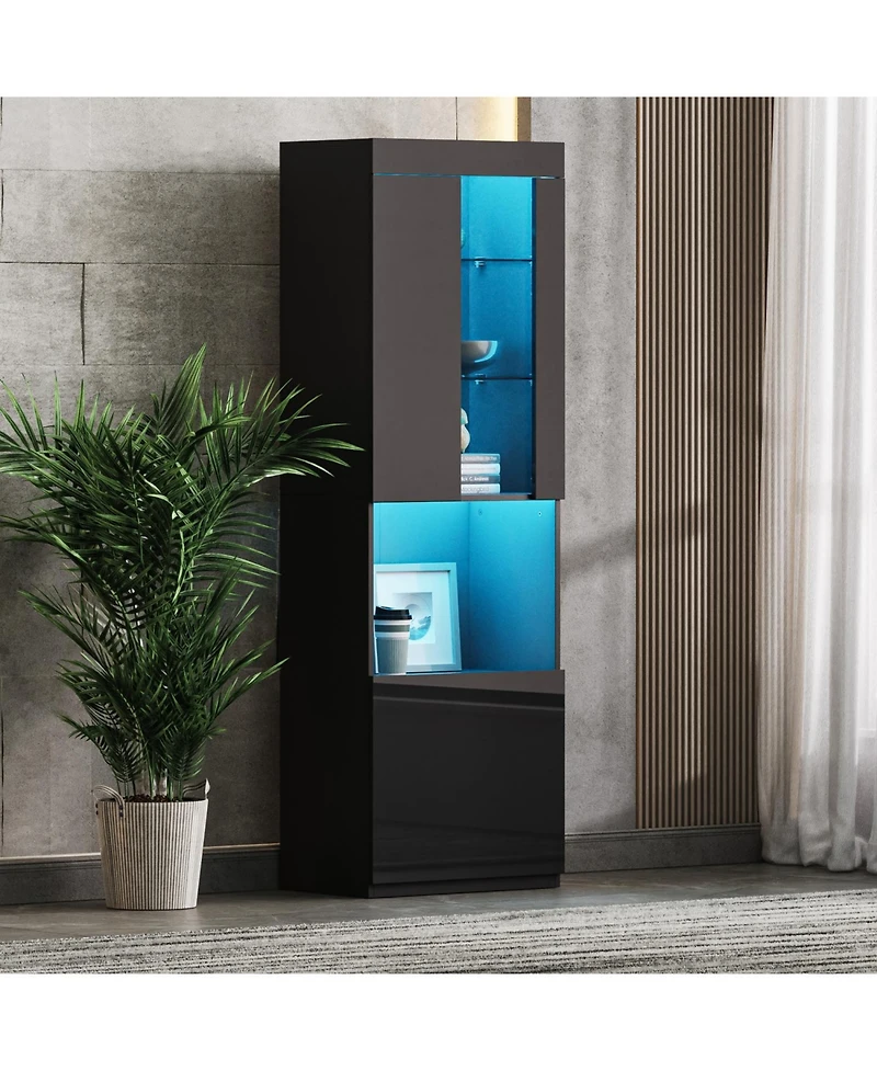 Streamdale Furniture Led Storage Cabinet with Acrylic Door