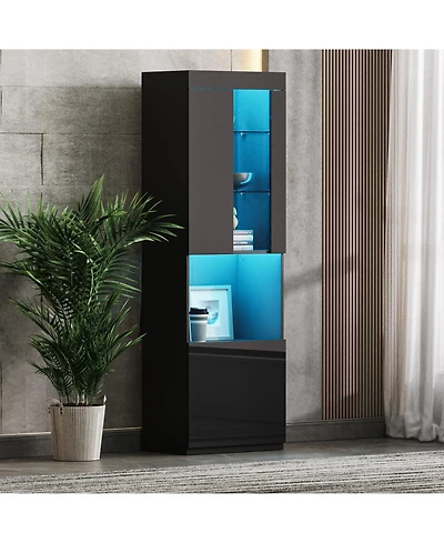 Streamdale Furniture Led Storage Cabinet with Acrylic Door