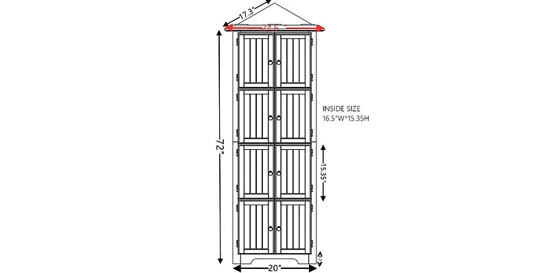 Streamdale Furniture 4-Tier Corner Kitchen Pantry Cabinet with 8 Doors and Adjustable Shelves