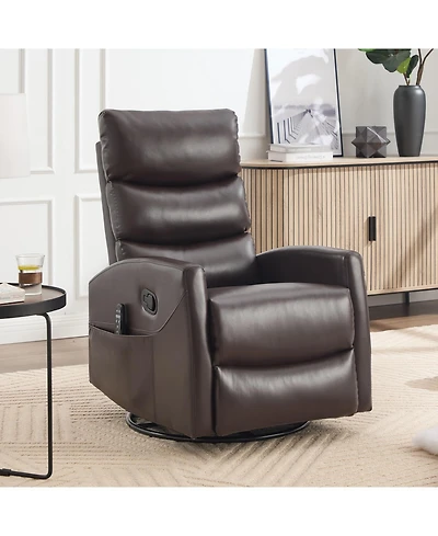 Streamdale Furniture Heat Massage Rocker Swivel Recliner Chair, Brown