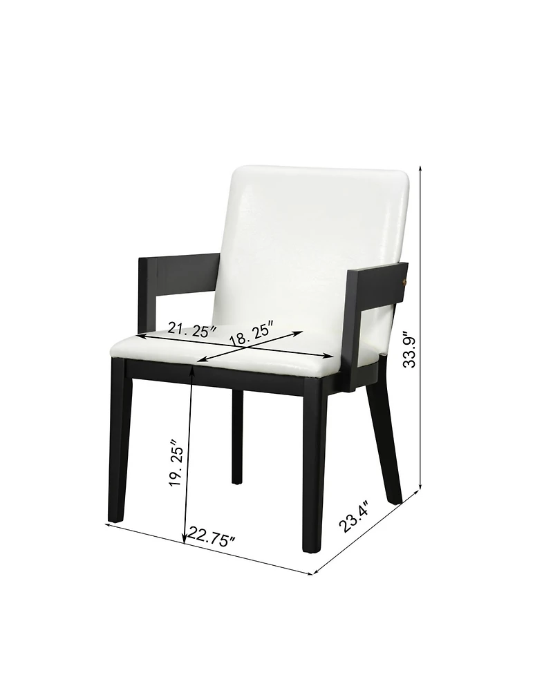 Streamdale Furniture Wood & Pu Leather Upholstered Dining Chairs Set of 2