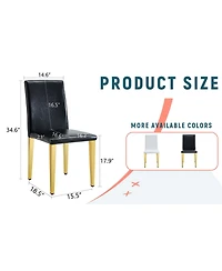 Streamdale Furniture Black Pu Leather Chairs with Gold Legs (Set of 4)