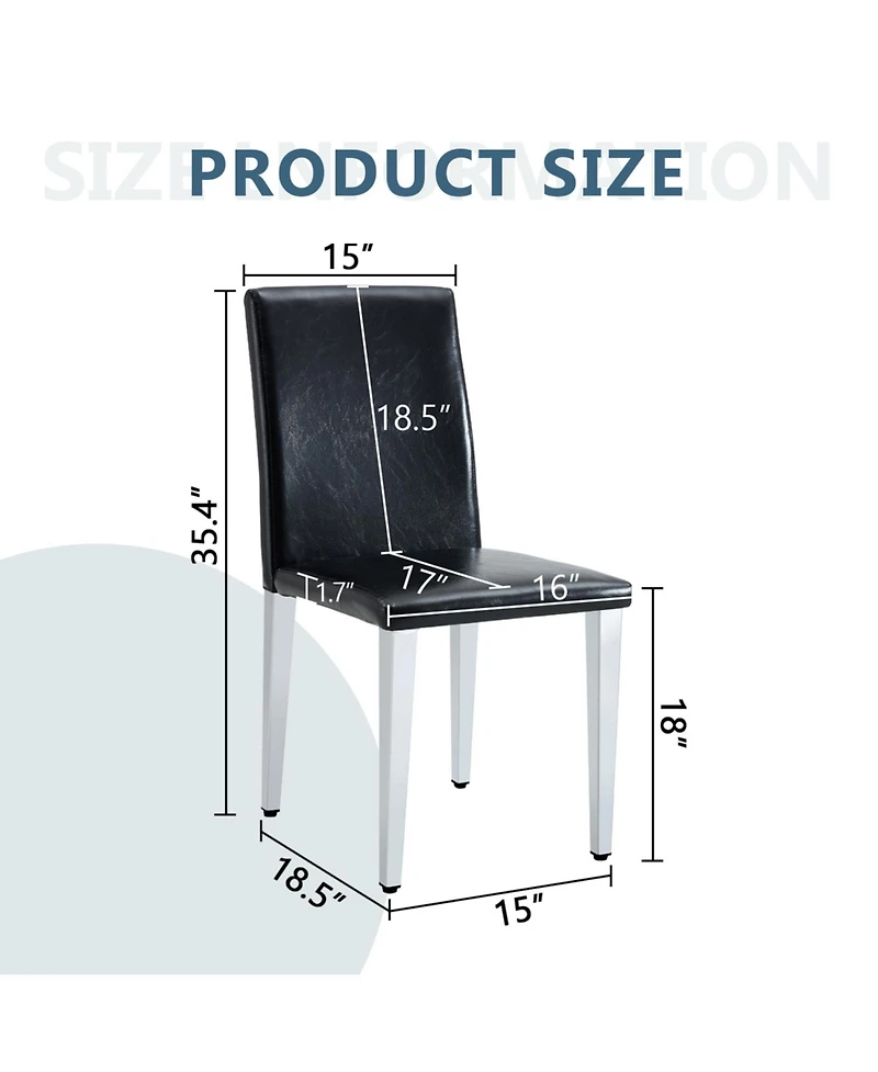 Streamdale Furniture Pu Dining Chairs Silver Legs (Set of 4)