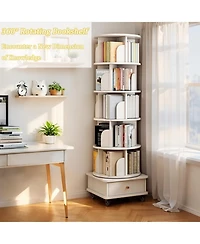 Streamdale Furniture Rotating Bookshelf with Wheels & Drawer
