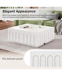 Streamdale Furniture Elegant Tv Stand & Coffee Table Set, Arched Media Console, White