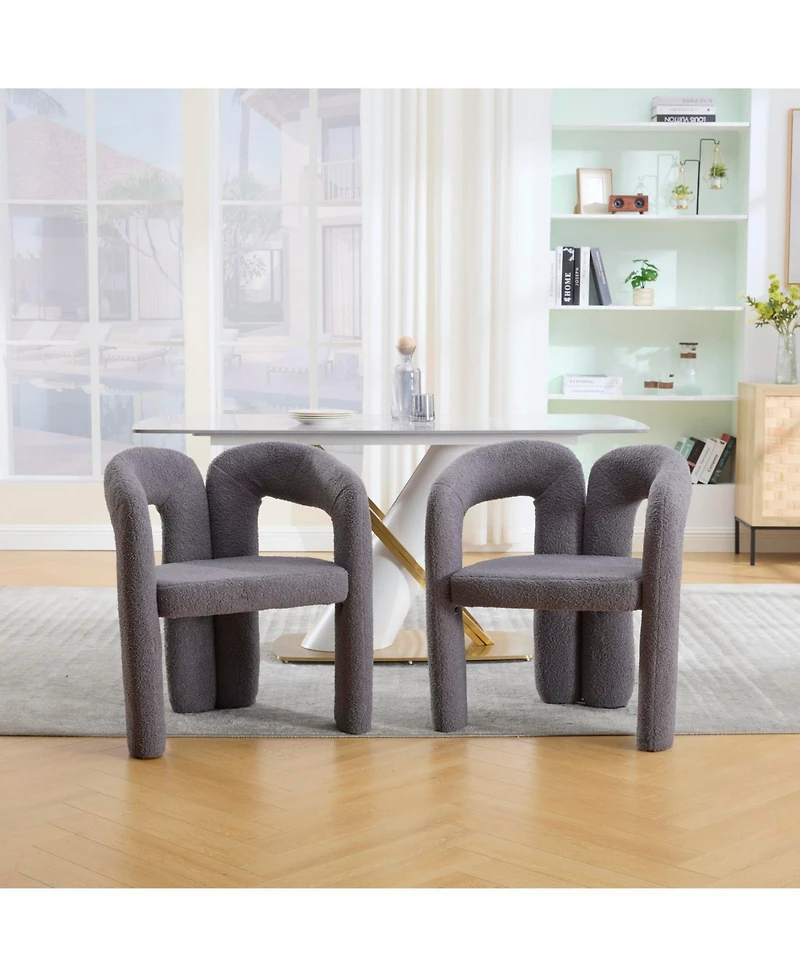 Streamdale Furniture Velvet Accent Dining Chair Set of 2 (Gray Teddy)