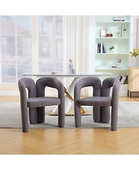 Streamdale Furniture Velvet Accent Dining Chair Set of 2 (Gray Teddy)