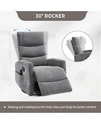 Streamdale Furniture Heat Massage Rocker Swivel Recliner Chair - Grey
