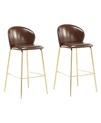 Streamdale Furniture Kira Dark Brown Faux Leather Bar Stools (Set of 2)