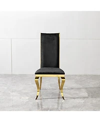 Streamdale Furniture Black Velvet Dining Chair with Unique Backrest (Set of 2)