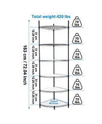Streamdale Furniture 6-Tier Corner Wire Shelf Rack - Black