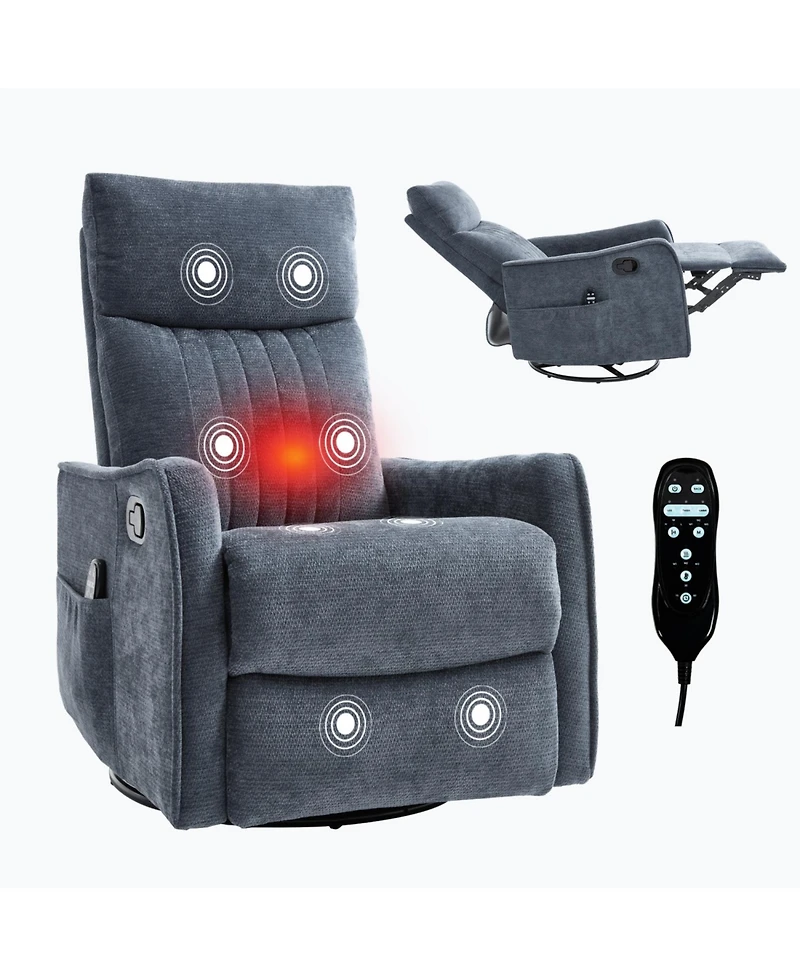 Streamdale Furniture Heat Massage Rocker Swivel Recliner
