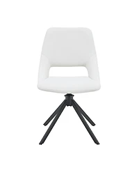 Streamdale Furniture Swivel Dining Chairs Set of 4, Gold Mesh Leather, High Back (White)