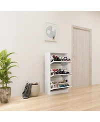 Streamdale Furniture 3-Tier Wood Shoe Cabinet with Mirror