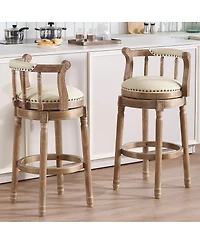 Streamdale Furniture + 26" Seat Height (1pc) + Leather + Wooden + Bar Stool
