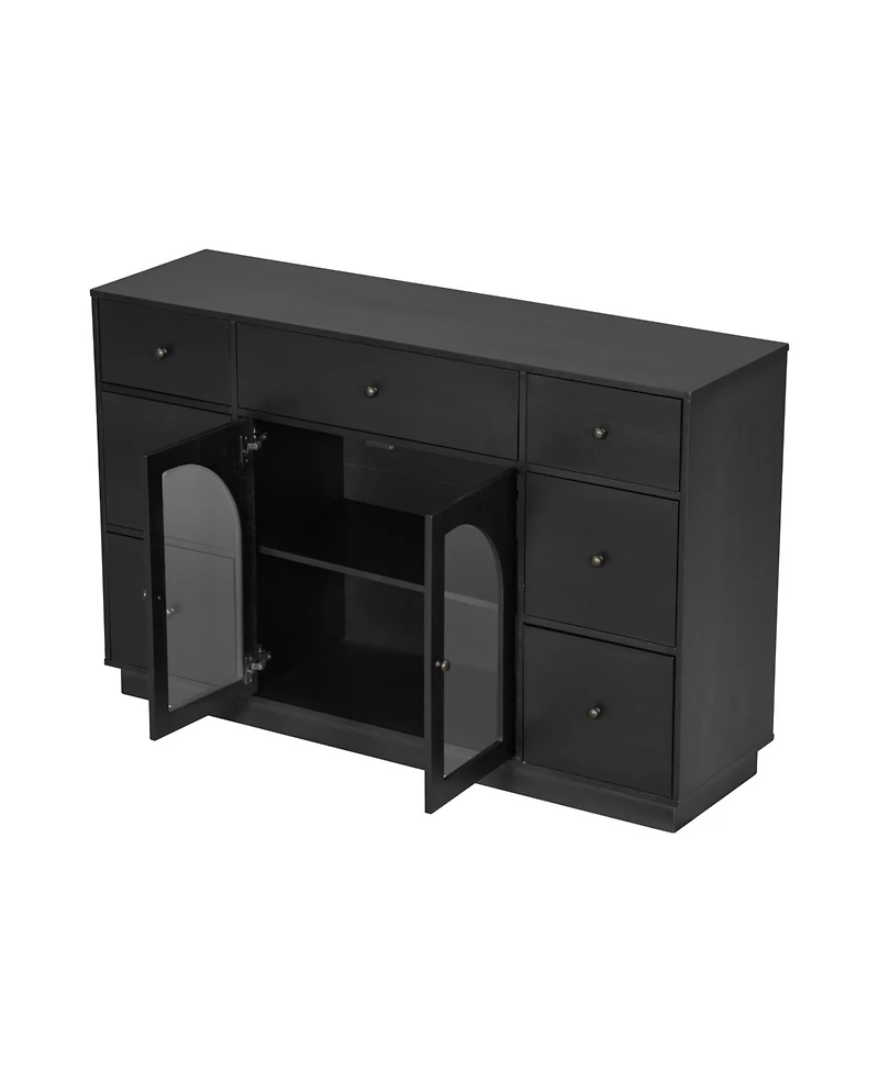 Streamdale Furniture Black 2-Door 7-Drawer Storage Cabinet