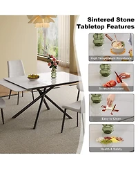 Streamdale Furniture Streamdale Retractable Sintered Stone Dining Table Set (Table + 8 Chairs