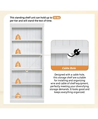 Streamdale 83" Tall 5-Tier Bookcase with Light & Adjustable Shelves