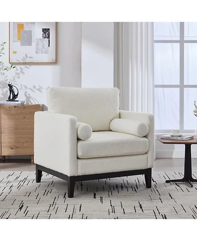 Streamdale Furniture 35.4" Wide Modern Farmhouse Accent Chair - Ivory Boucle