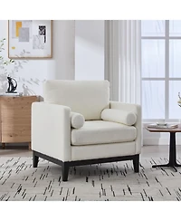 Streamdale Furniture 35.4" Wide Modern Farmhouse Accent Chair - Ivory Boucle