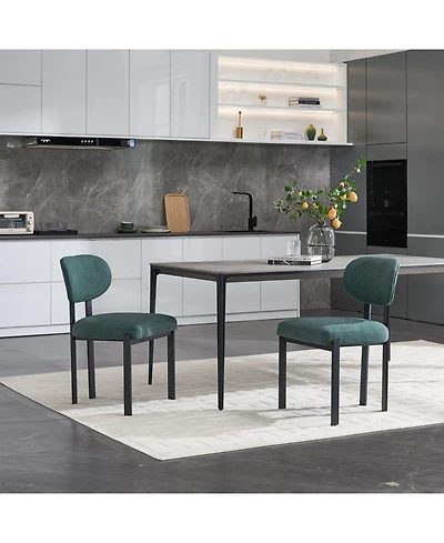 Streamdale Furniture Boucle Dining Chairs Set of 2 Black Metal Legs