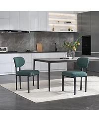 Streamdale Furniture Boucle Dining Chairs Set of 2 Black Metal Legs