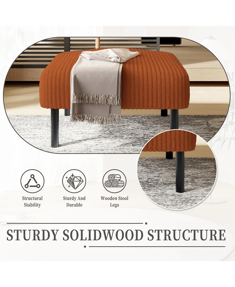 Streamdale Furniture Streamdale Corduroy Ottoman Footstool with Legs